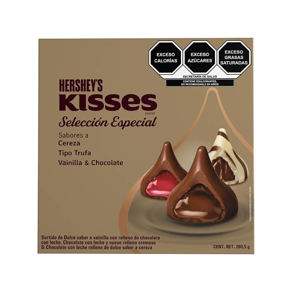 Surtido de chocolates Hershey's Kisses selección especial sabor cereza tipo trufa vainilla y chocolate 260.5 g