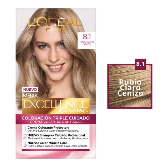 Tinte para cabello L'Oréal Paris Imédia Excellence creme 8.1 rubio claro cenizo