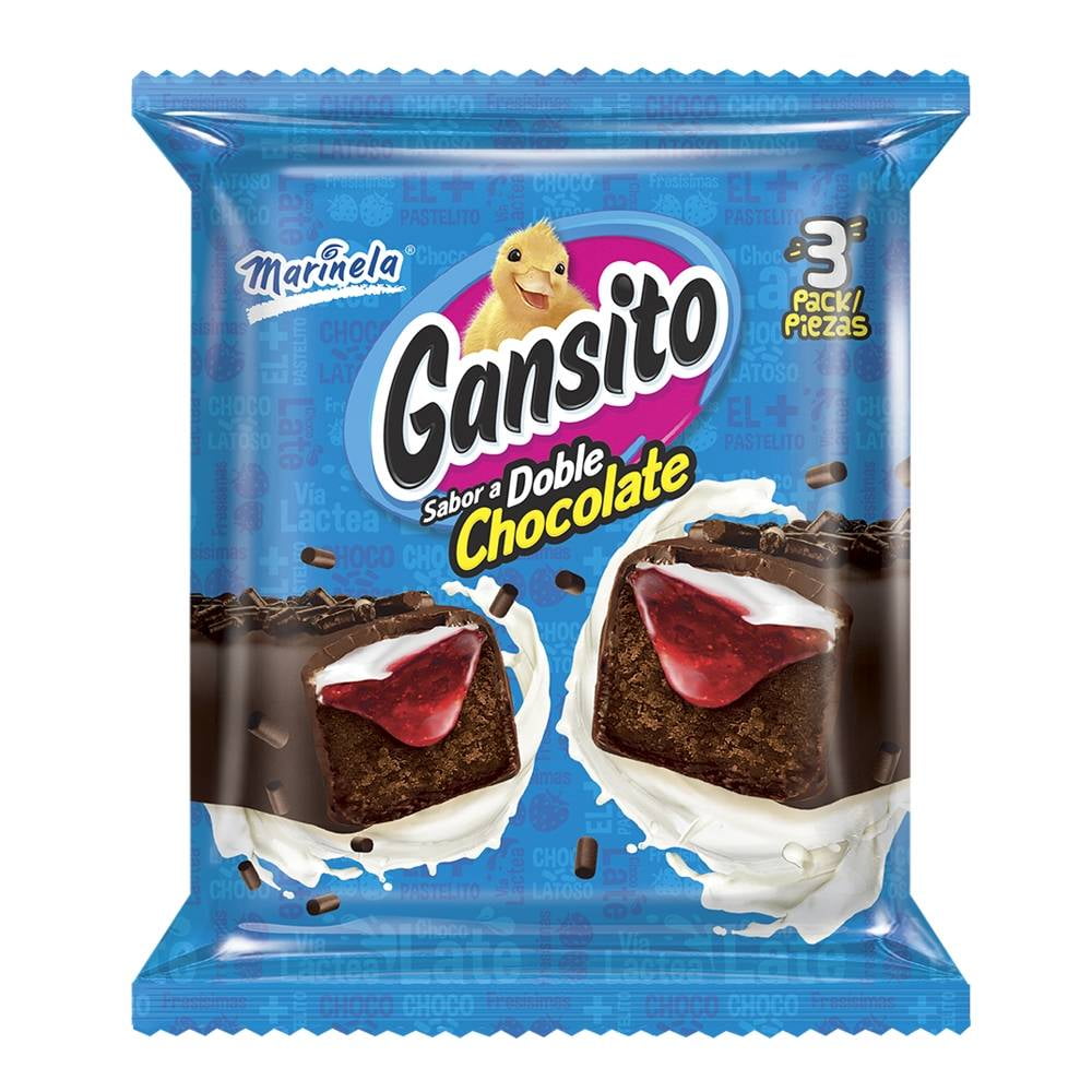 Gansito Marinela sabor a doble chocolate 1 paquete con 3 pzas || Bodega ...