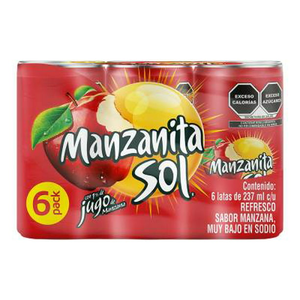 Refresco Manzanita Sol 6 latas de 237 ml c/u