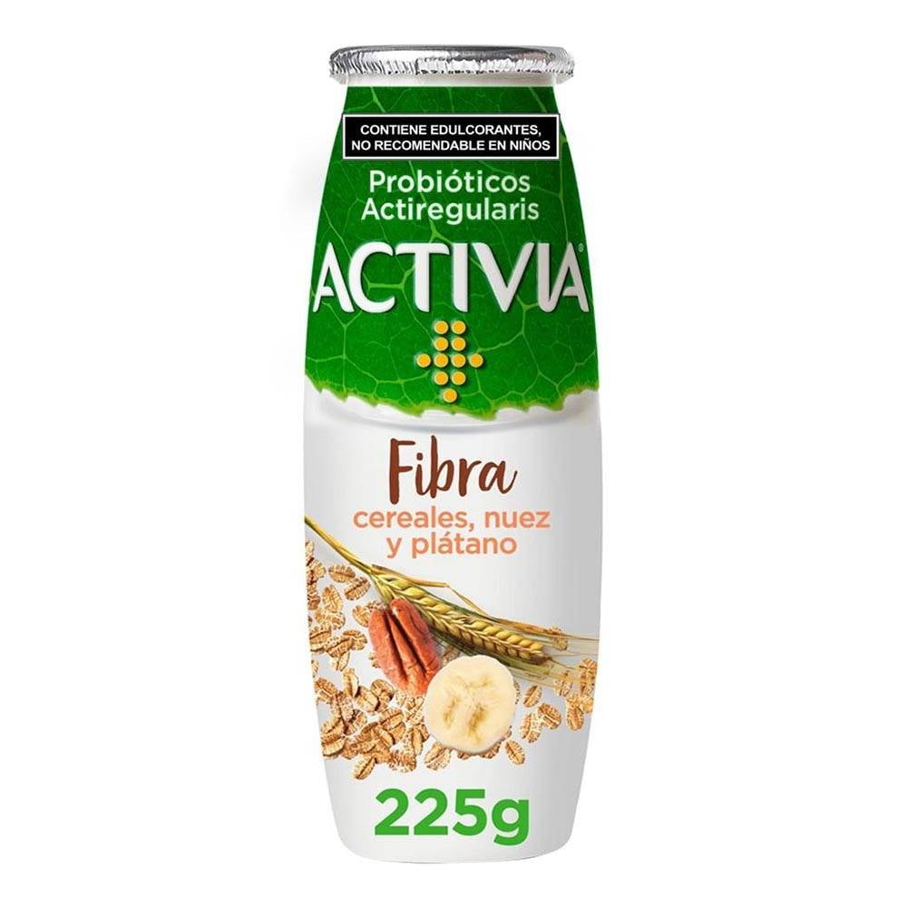 Alimento lácteo fermentado Activia fibra nuez plátano y cereales 225 g