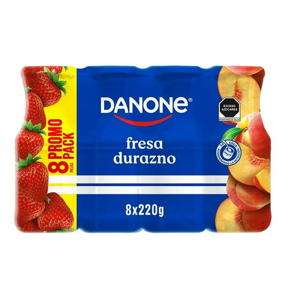 Yoghurt bebible Danone fresa y durazno 8 pzas de 220 g c/u