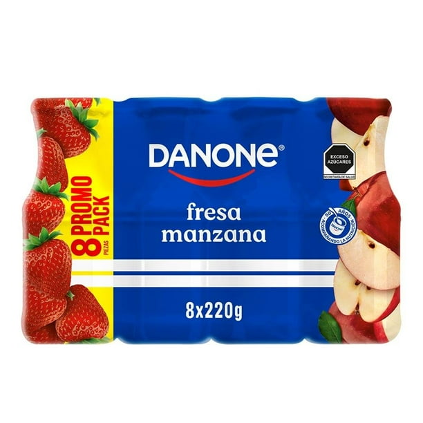 Yoghurt bebible Danone fresa y manzana 8 pzas de 220 g c/u