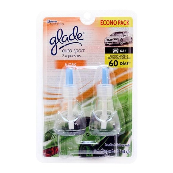 Repuesto de aromatizante ambiental Glade Auto Sport Nitro 2 Piezas de 7 ml  c/u