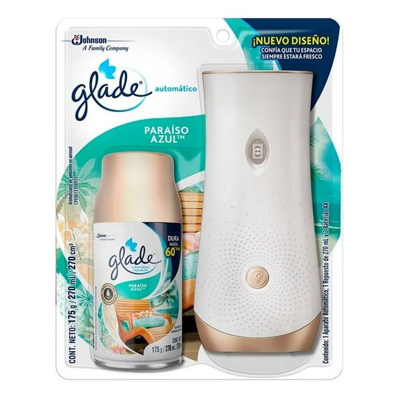 Aromatizante ambiental Glade automático + 1 repuesto paraíso azul 175 g