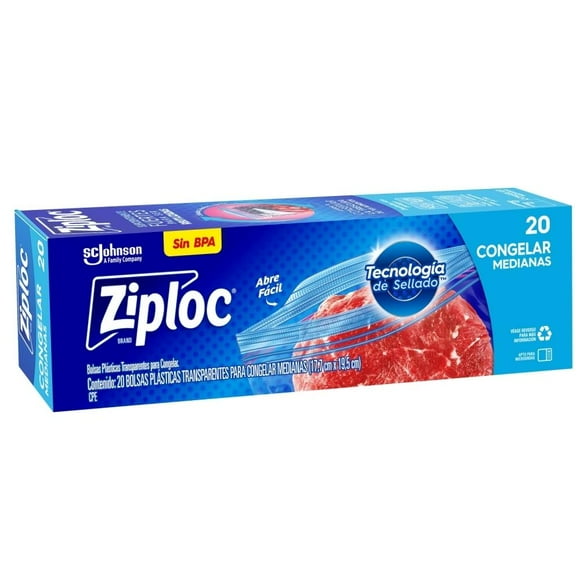 Bolsas herméticas Ziploc con doble cierre medianas para congelar 20 pzas