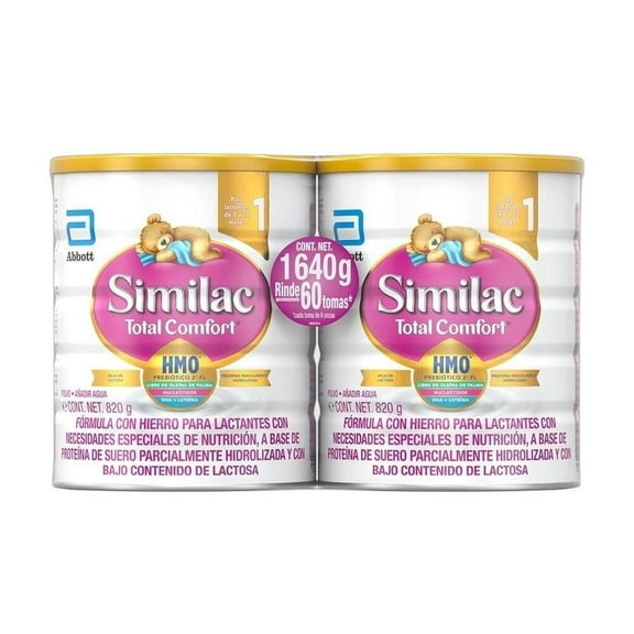 Fórmula para lactantes Similac Total Comfort etapa 1 de 0 a 12 meses sabor natural 2 latas de 820 g c/u