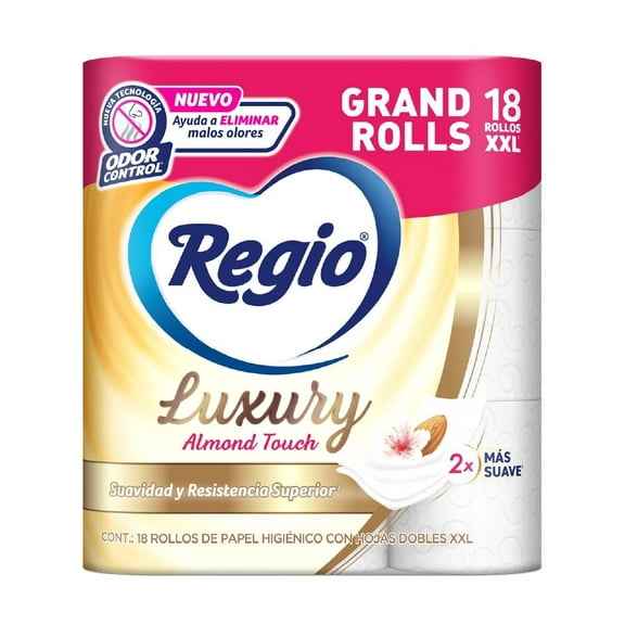 papel higiénico regio luxury almond touch 18 rollos