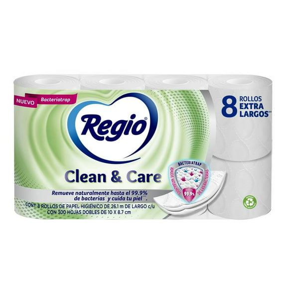 papel higiénico regio clean  care 8 rollos