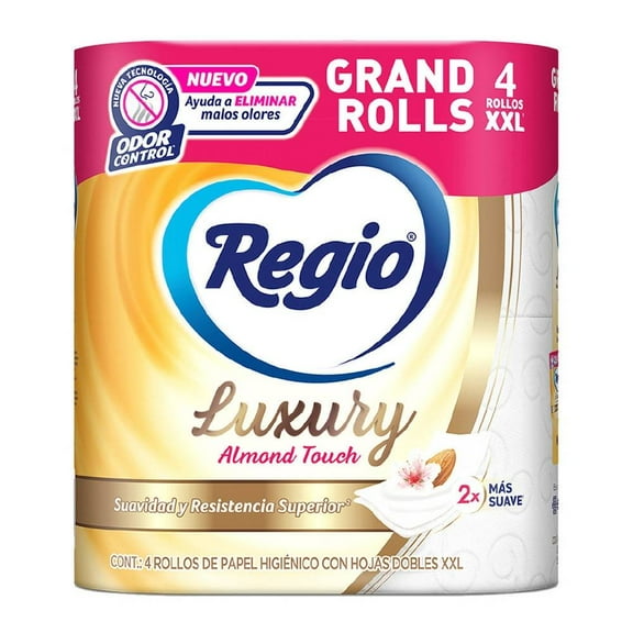 papel higiénico regio luxury almond touch 4 rollos xxl