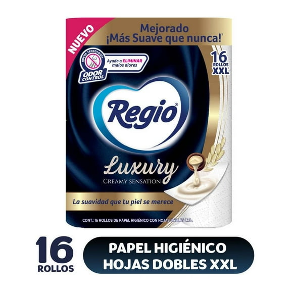 papel higiénico regio luxury creamy sensation 16 rollos xxl