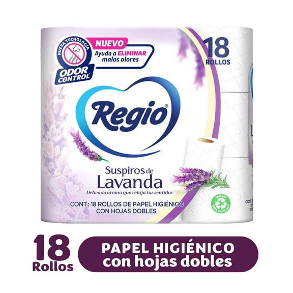 papel higiénico regio suspiros de lavanda 18 rollos con 230 hojas dobles cu