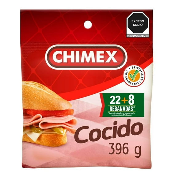 Jamón de pavo y cerdo Chimex cocido en rebanadas 396 g