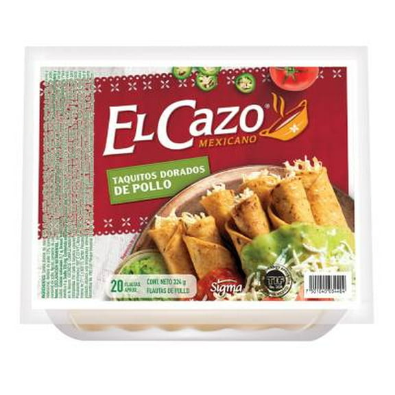 Taquitos El Cazo dorados de pollo 1 paquete con 20 pzas