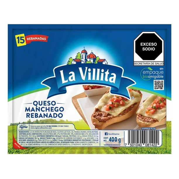 Queso manchego La Villita rebanado 400 g