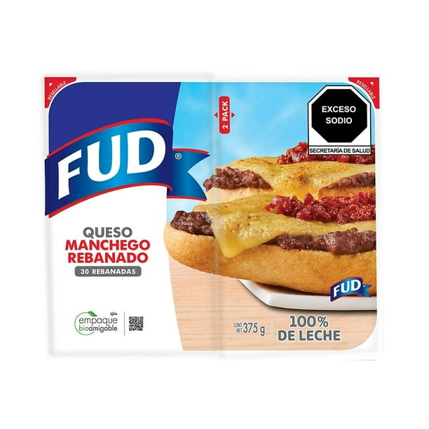 Queso manchego FUD 2 pack rebanado 375 g