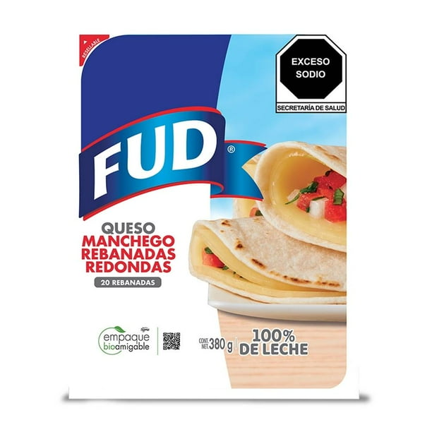 Queso manchego FUD rebanadas redondas 380 g