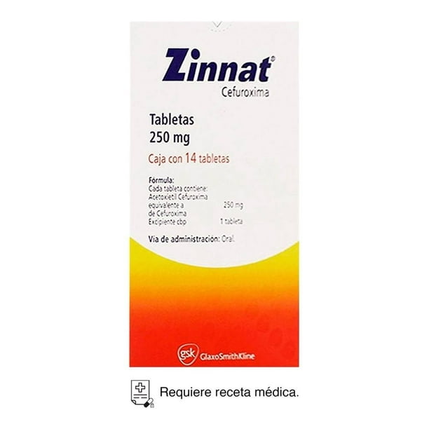 Zinnat Cefuroxima 250 mg 14 tabletas