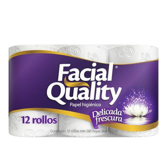 papel higiénico facial quality 12 rollos con 285 hojas dobles cu