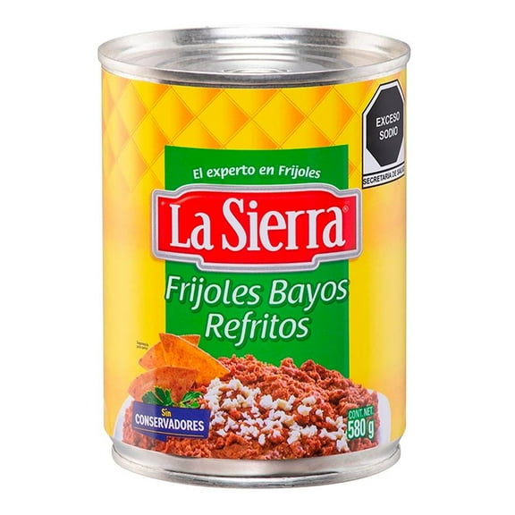 Frijoles Bayos La Sierra refritos en lata 580 g