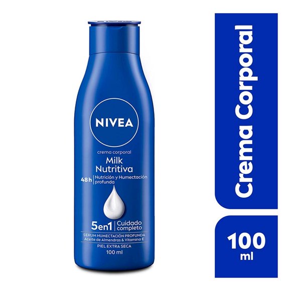 Crema corporal NIVEA milk nutritiva 5 en 1 piel extra seca 100 ml