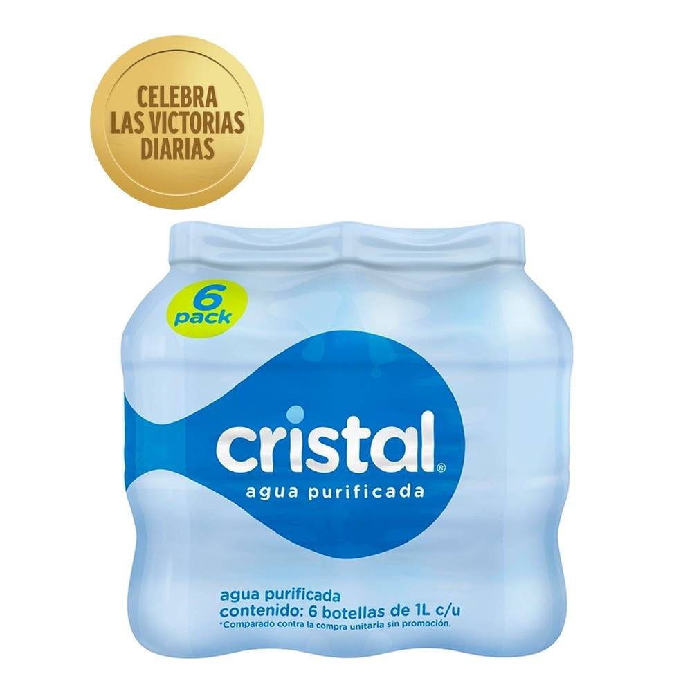 Agua Cristal 6 botellas de 1 l c/u