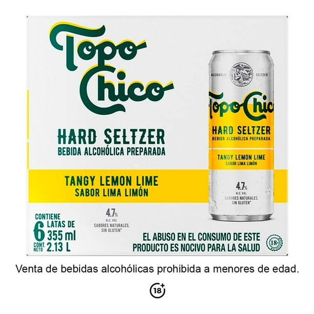 Bebida alcohólica Topo Chico hard seltzer tangy lemon lime de 355 ml c