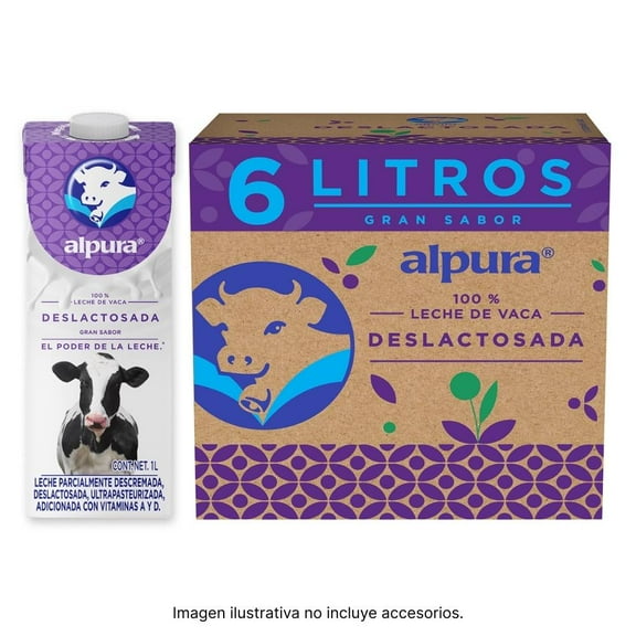 leche alpura deslactosada caja con 6 pzas de 1 l cu