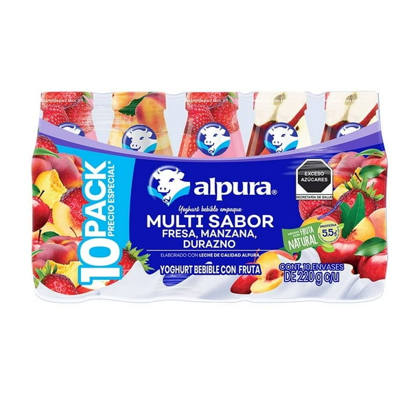 Yoghurt bebible Alpura multi sabor 10 pzas 220 g c/u