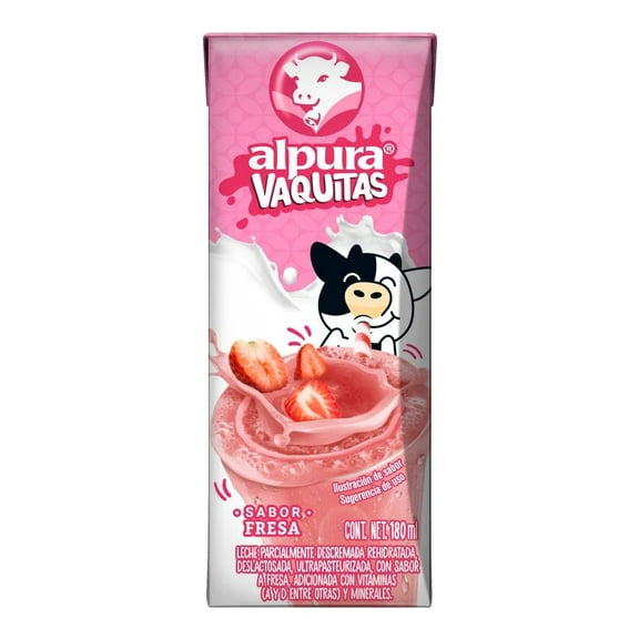 leche alpura vaquitas sabor fresa 180 ml