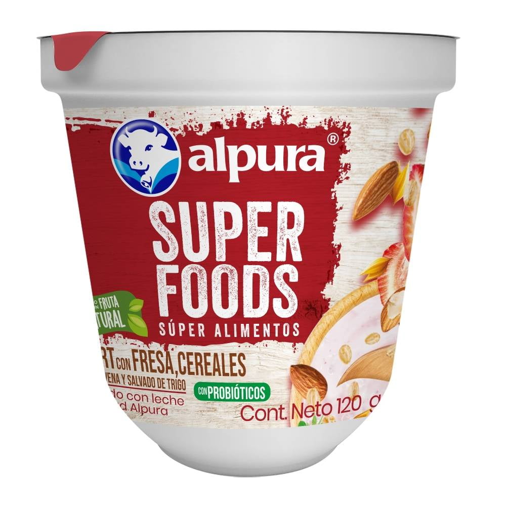 Yoghurt Alpura super foods con fresa y cereales 120 g