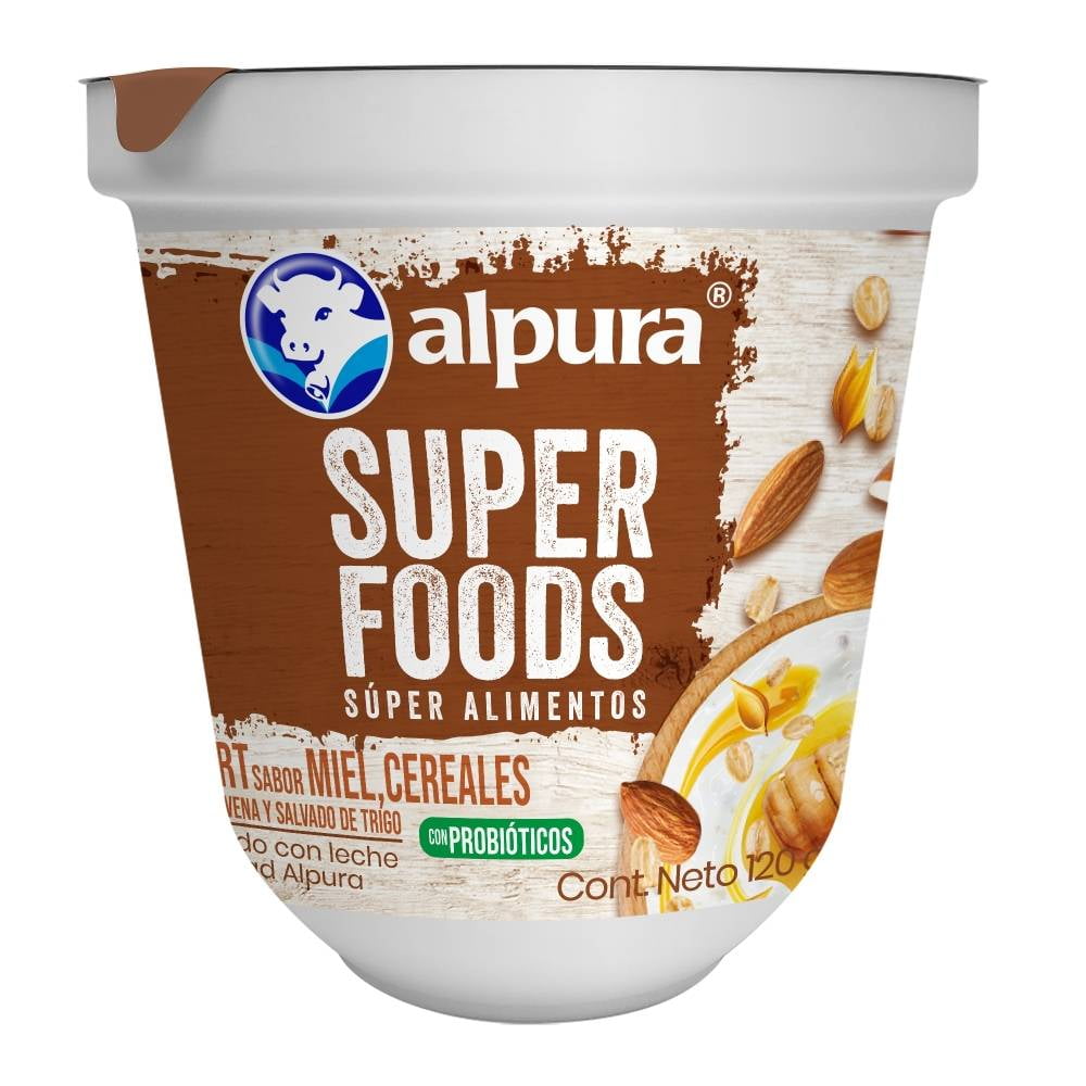 Yoghurt Alpura super foods sabor miel con cereales 120 g