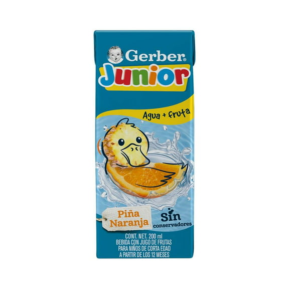 Bebida con jugo de frutas Gerber junior sabor piña naranja 200 ml