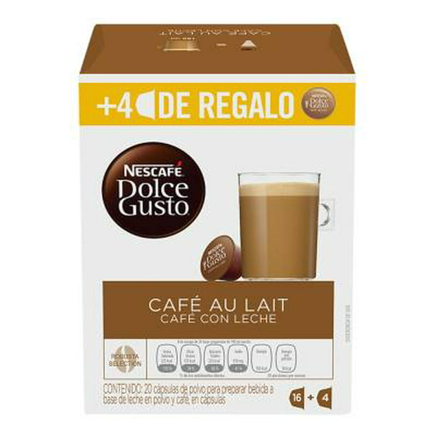 Cápsulas de café Nescafé Dolce Gusto y leche café au lait 20 pzas