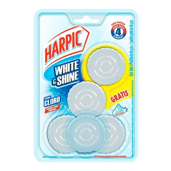 Pastilla para tanque Harpic white & shine bicarbonato 5 pzas de 45 g c/u