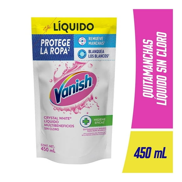 Quitamanchas Vanish Crystal White líquido para ropa blanca 450 ml