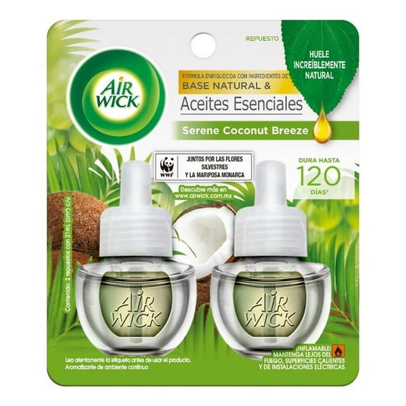 Repuesto de aromatizante ambiental Air Wick serene coconut breeze 2 pzas de 21 ml c/u