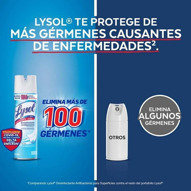 Lysol Aerosol Desinfectante para Superficies, Aroma Crisp Linen, 475g (el  empaque puede variar ) : : Hogar y Cocina