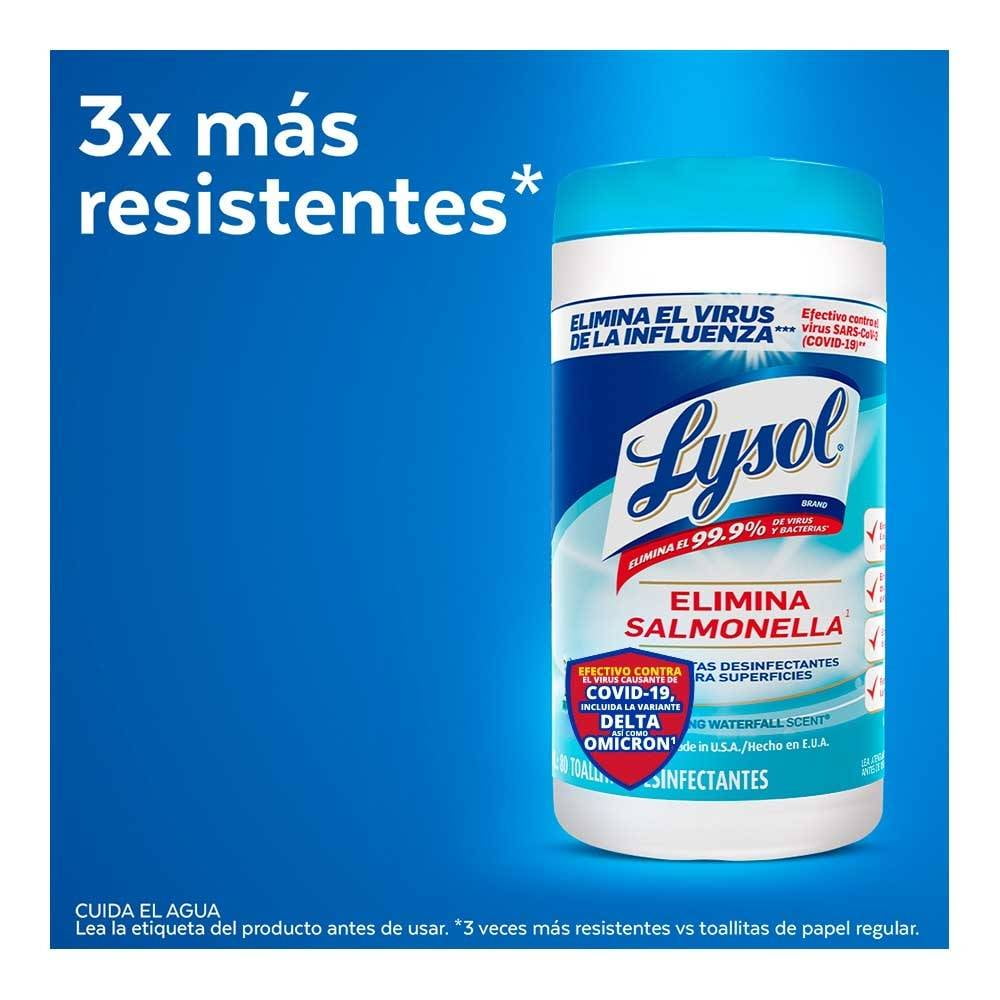 Lysol Toallitas Desinfectantes para Superficies Spring Waterfall, 35 pzas.