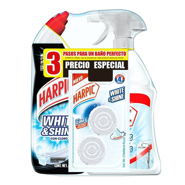 Limpiador desinfectante Harpic baños anti-hongos white & shine con cloro  750 ml
