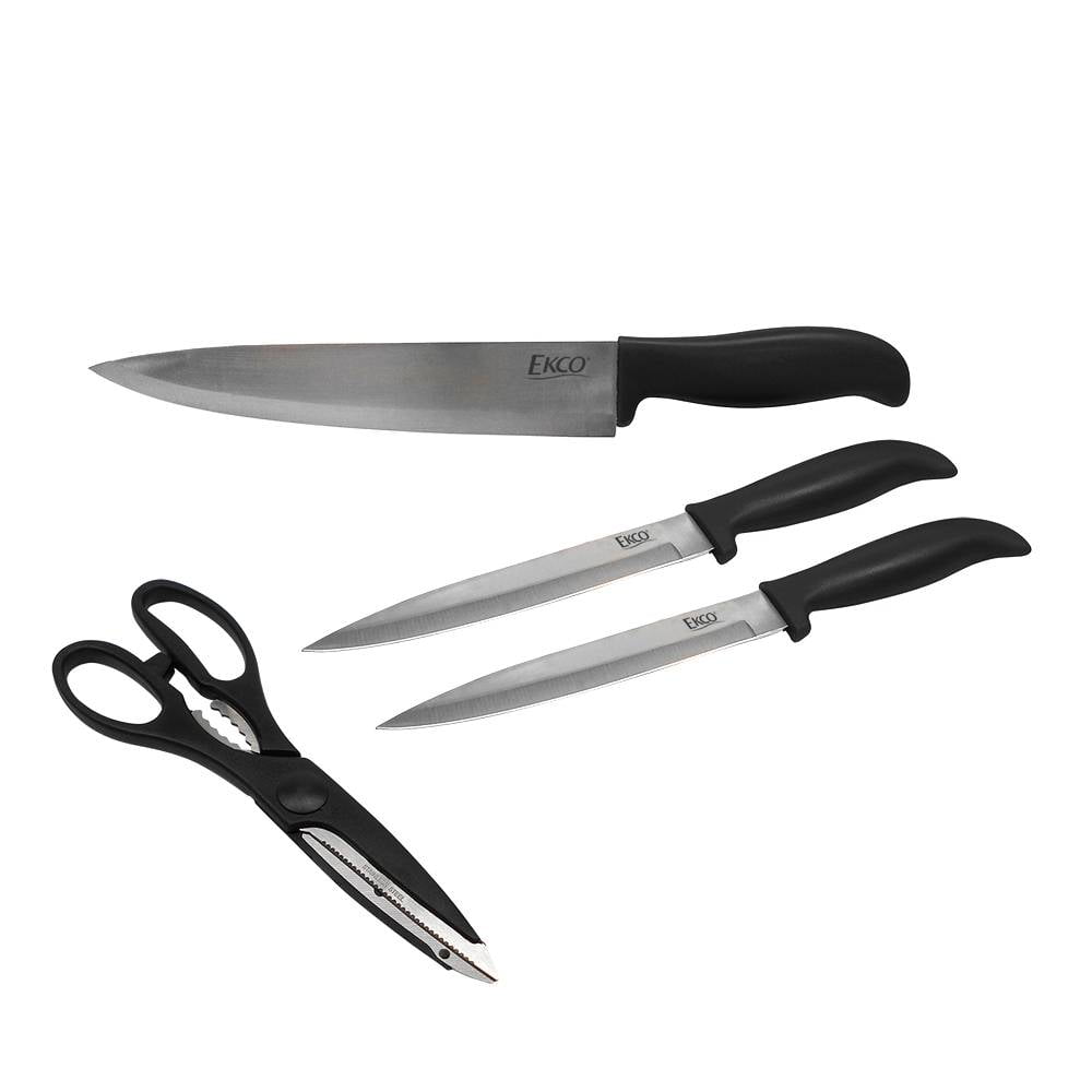 Juego de cuchillos de cocina Home Hero de 17 piezas: 7 cuchillos de acero  inoxidable, 6 cuchillos de carne dentados, tijeras, pelador y afilador de