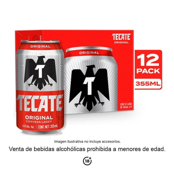 Cerveza clara Tecate 12 latas de 355 ml c/u