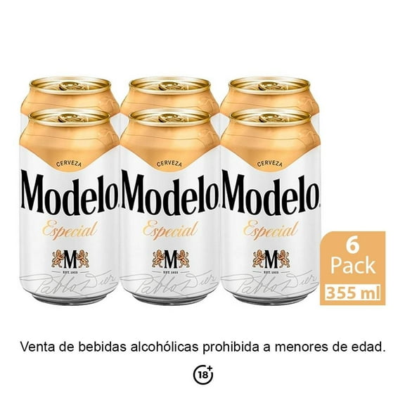 Cerveza clara Modelo Especial 6  latas de 355 ml c/u
