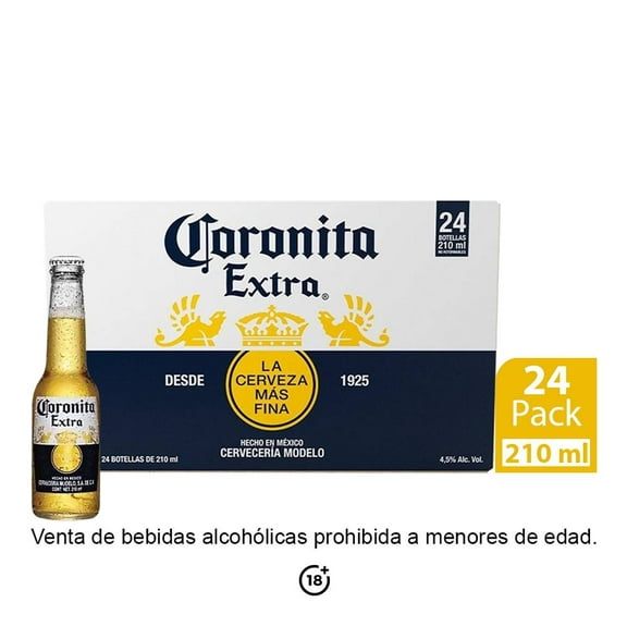 Cerveza clara Coronita Extra 24 botellas de 210 ml c/u