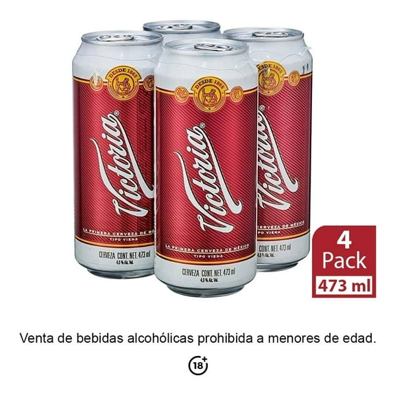 Cerveza oscura Victoria 4 Latas de 473 ml c/u