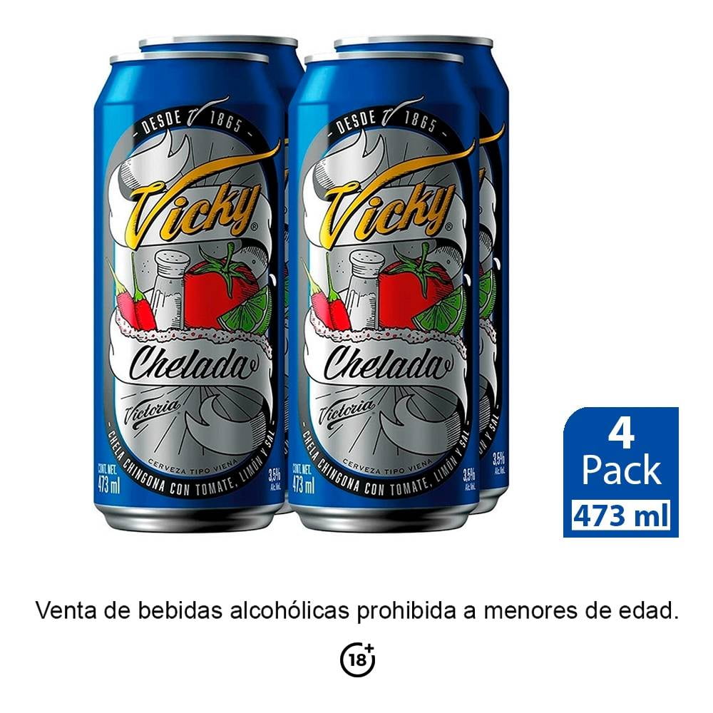 Cerveza Victoria Vicky chelada 4 latas de 473 ml c/u | Walmart