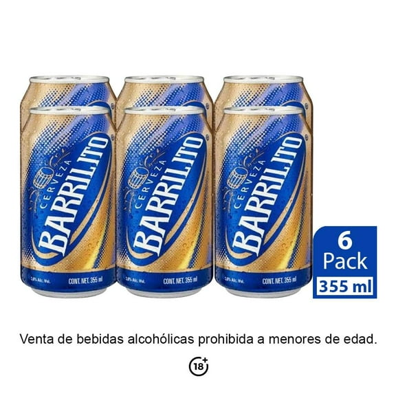 Cerveza clara Barrilito 6 latas de 355 ml c/u