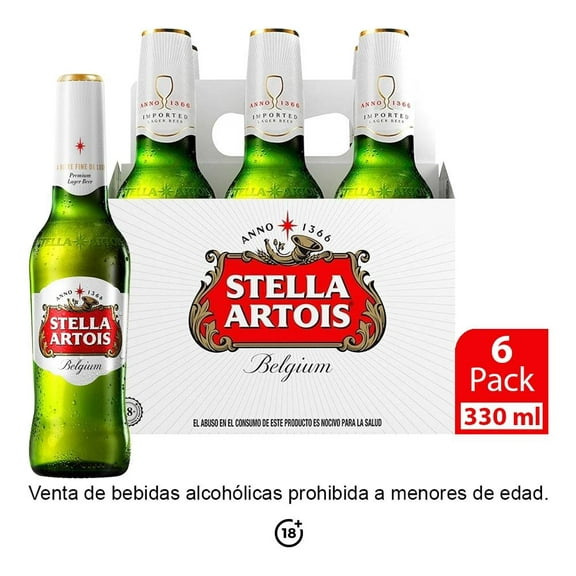 Cerveza Stella Artois 6 botellas de 330 ml c/u