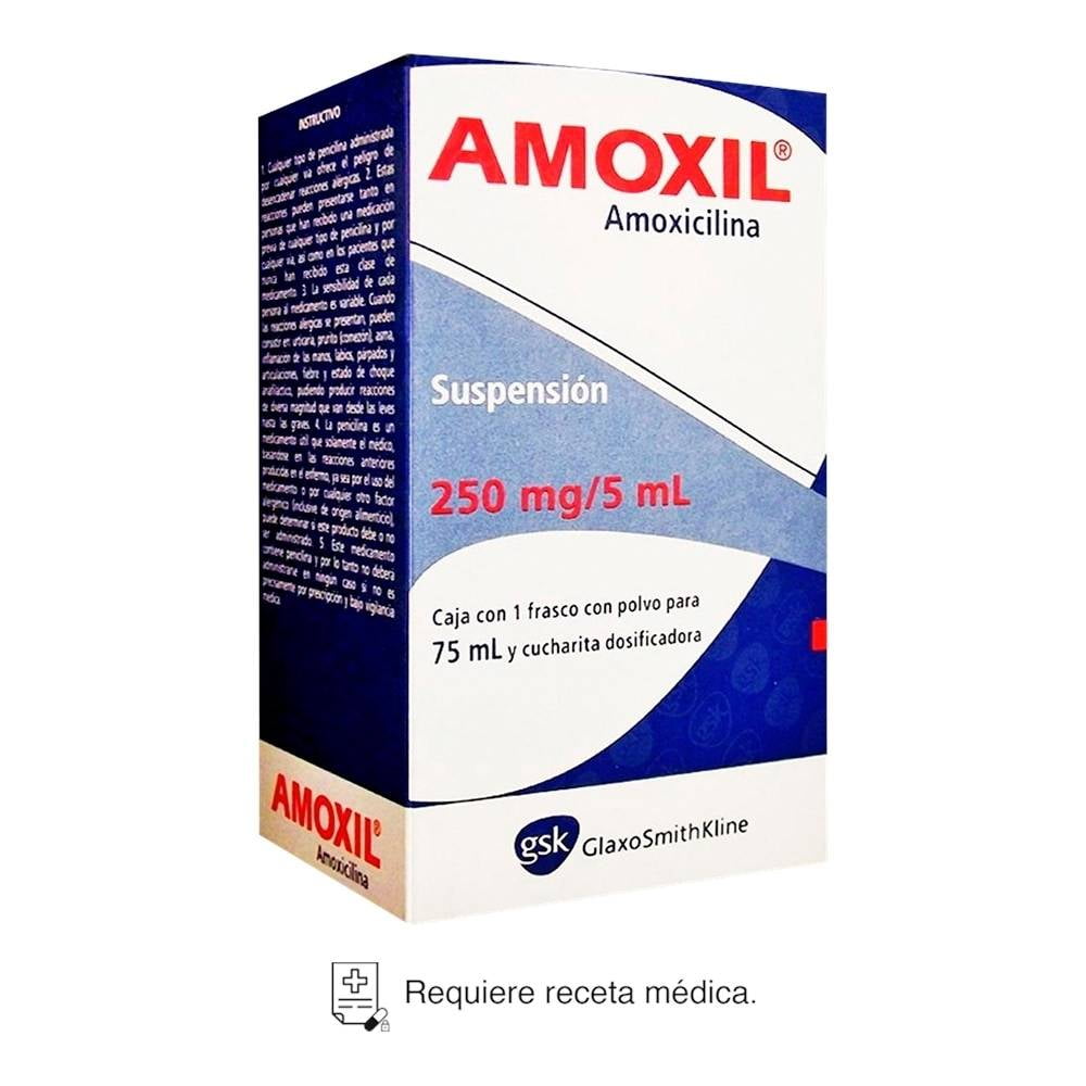 Amoxil Amoxicilina 250 mg/5 ml suspensión polvo para 75 ml
