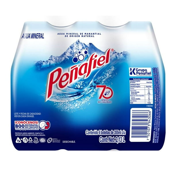 Agua mineral Peñafiel 6 botellas con 355 c/u